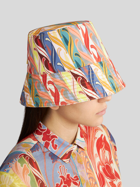 Shop Etro Bucket Hat With Summer Print In White